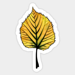 Yellow Linden Leaf On Orange | Decorative Botanical Art Sticker